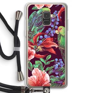 CaseCompany Papegaaien: Samsung Galaxy A8 (2018) Transparant Hoesje met koord