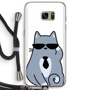 CaseCompany Cool cat: Samsung Galaxy S7 Edge Transparant Hoesje met koord