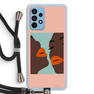 CaseCompany Orange lips: Samsung Galaxy A52 Transparant Hoesje met koord