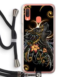 CaseCompany Huilende Wolf: Samsung Galaxy A20e Transparant Hoesje met koord
