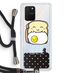 CaseCompany Sleep All Day: Samsung Galaxy S10 Lite Transparant Hoesje met koord