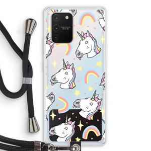 CaseCompany Rainbow Unicorn: Samsung Galaxy S10 Lite Transparant Hoesje met koord