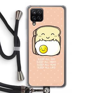 CaseCompany Sleep All Day: Samsung Galaxy A12 Transparant Hoesje met koord