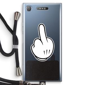 CaseCompany Middle finger black: Sony Xperia XZ1 Transparant Hoesje met koord