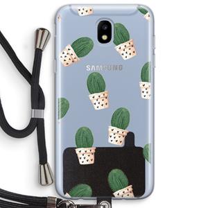CaseCompany Cactusprint roze: Samsung Galaxy J5 (2017) Transparant Hoesje met koord