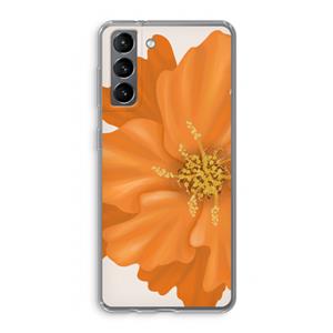 CaseCompany Orange Ellila flower: Samsung Galaxy S21 Transparant Hoesje
