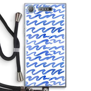 CaseCompany Blauwe golven: Sony Xperia XZ1 Transparant Hoesje met koord