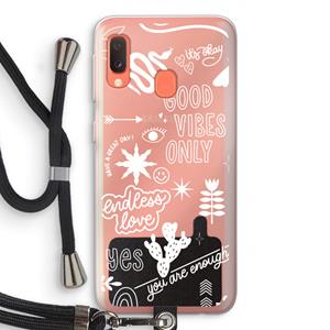 CaseCompany Good vibes: Samsung Galaxy A20e Transparant Hoesje met koord