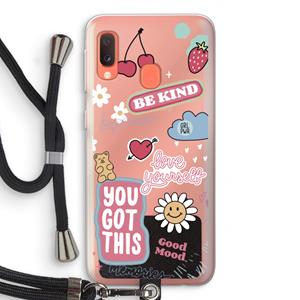 CaseCompany Positivity: Samsung Galaxy A20e Transparant Hoesje met koord