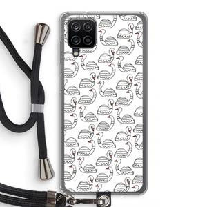 CaseCompany Zwanen: Samsung Galaxy A12 Transparant Hoesje met koord