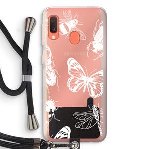 CaseCompany Tiny Bugs: Samsung Galaxy A20e Transparant Hoesje met koord