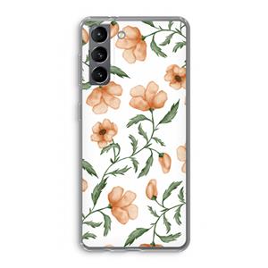 CaseCompany Peachy flowers: Samsung Galaxy S21 Transparant Hoesje