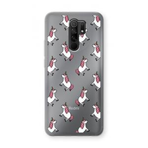 CaseCompany Eenhoorns overal: Xiaomi Redmi 9 Transparant Hoesje