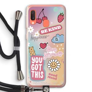 CaseCompany Positivity: Samsung Galaxy A20e Transparant Hoesje met koord