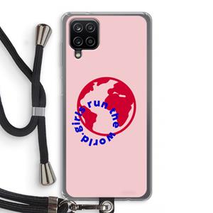 CaseCompany Run The World: Samsung Galaxy A12 Transparant Hoesje met koord