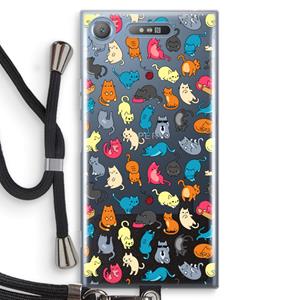 CaseCompany Kleurrijke katten: Sony Xperia XZ1 Transparant Hoesje met koord