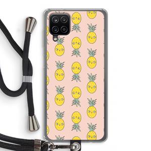 CaseCompany Ananas: Samsung Galaxy A12 Transparant Hoesje met koord