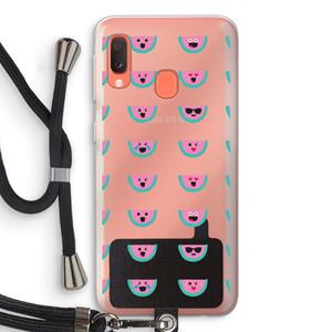 CaseCompany Smiley watermeloenprint: Samsung Galaxy A20e Transparant Hoesje met koord