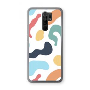 CaseCompany Memphis Shapes Blue: Xiaomi Redmi 9 Transparant Hoesje