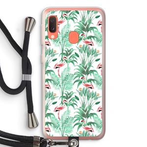 CaseCompany Flamingo bladeren: Samsung Galaxy A20e Transparant Hoesje met koord