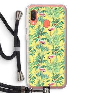 CaseCompany Flamingo party: Samsung Galaxy A20e Transparant Hoesje met koord