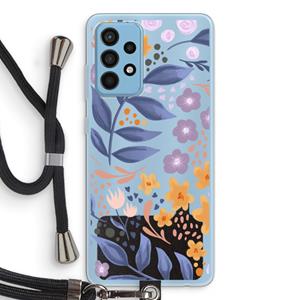 CaseCompany Flowers with blue leaves: Samsung Galaxy A52 Transparant Hoesje met koord