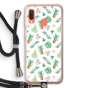 CaseCompany Ananas bladeren: Samsung Galaxy A20e Transparant Hoesje met koord