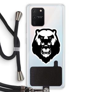 CaseCompany Angry Bear (white): Samsung Galaxy S10 Lite Transparant Hoesje met koord