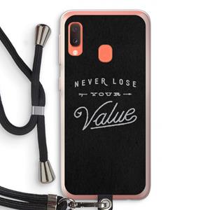 CaseCompany Never lose your value: Samsung Galaxy A20e Transparant Hoesje met koord