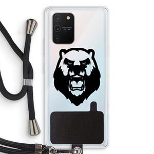 CaseCompany Angry Bear (black): Samsung Galaxy S10 Lite Transparant Hoesje met koord