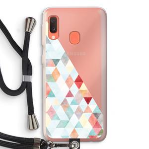CaseCompany Gekleurde driehoekjes pastel: Samsung Galaxy A20e Transparant Hoesje met koord