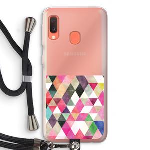 CaseCompany Gekleurde driehoekjes: Samsung Galaxy A20e Transparant Hoesje met koord