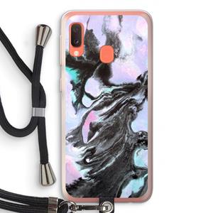 CaseCompany Pastel zwart: Samsung Galaxy A20e Transparant Hoesje met koord