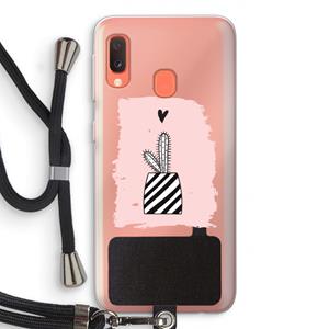 CaseCompany Zwart-wit cactus: Samsung Galaxy A20e Transparant Hoesje met koord