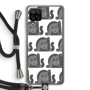 CaseCompany Cats: Samsung Galaxy A12 Transparant Hoesje met koord