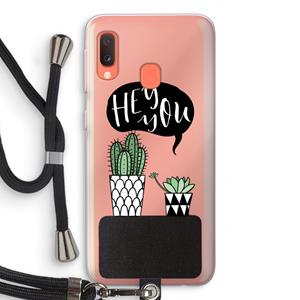 CaseCompany Hey you cactus: Samsung Galaxy A20e Transparant Hoesje met koord