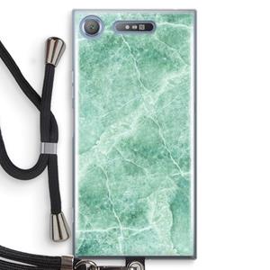 CaseCompany Groen marmer: Sony Xperia XZ1 Transparant Hoesje met koord