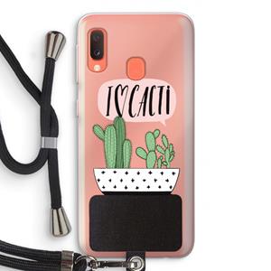CaseCompany I love cacti: Samsung Galaxy A20e Transparant Hoesje met koord