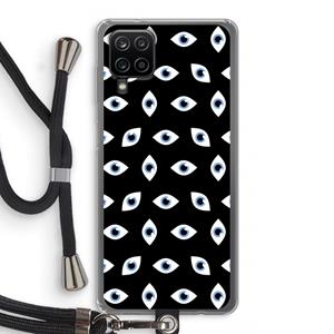 CaseCompany Eyes pattern: Samsung Galaxy A12 Transparant Hoesje met koord