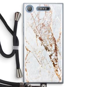 CaseCompany Goud marmer: Sony Xperia XZ1 Transparant Hoesje met koord