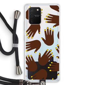 CaseCompany Hands dark: Samsung Galaxy S10 Lite Transparant Hoesje met koord