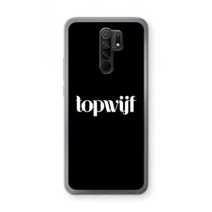 CaseCompany Topwijf Zwart: Xiaomi Redmi 9 Transparant Hoesje