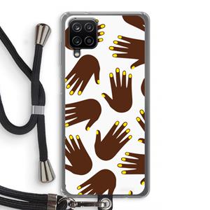 CaseCompany Hands dark: Samsung Galaxy A12 Transparant Hoesje met koord