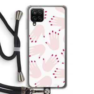 CaseCompany Hands pink: Samsung Galaxy A12 Transparant Hoesje met koord