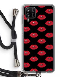CaseCompany Lips: Samsung Galaxy A12 Transparant Hoesje met koord