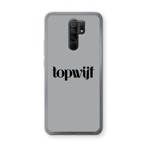 CaseCompany Topwijf Grijs Zwart: Xiaomi Redmi 9 Transparant Hoesje
