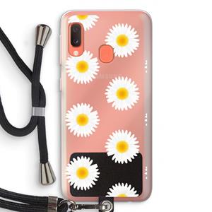 CaseCompany Margrietjes: Samsung Galaxy A20e Transparant Hoesje met koord