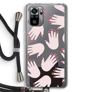 CaseCompany Hands pink: Xiaomi Redmi Note 10S Transparant Hoesje met koord