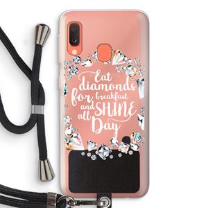 CaseCompany Diamonds: Samsung Galaxy A20e Transparant Hoesje met koord