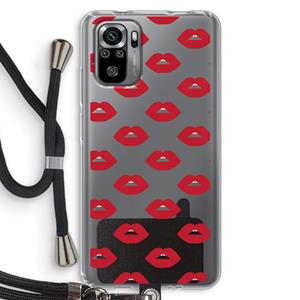 CaseCompany Lips: Xiaomi Redmi Note 10S Transparant Hoesje met koord